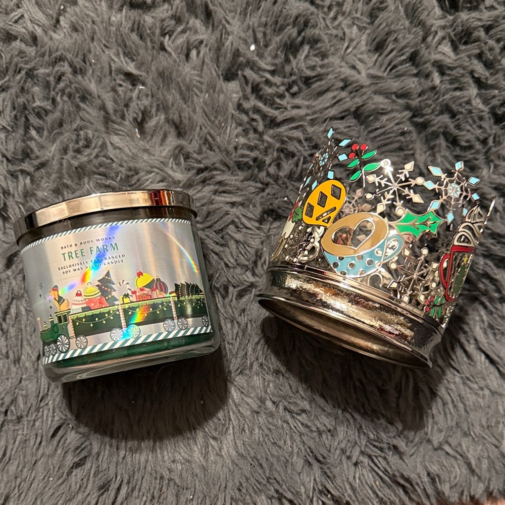 Bath & Body Works Tree Farm 3 Wick Scented Candle with Silver Holder